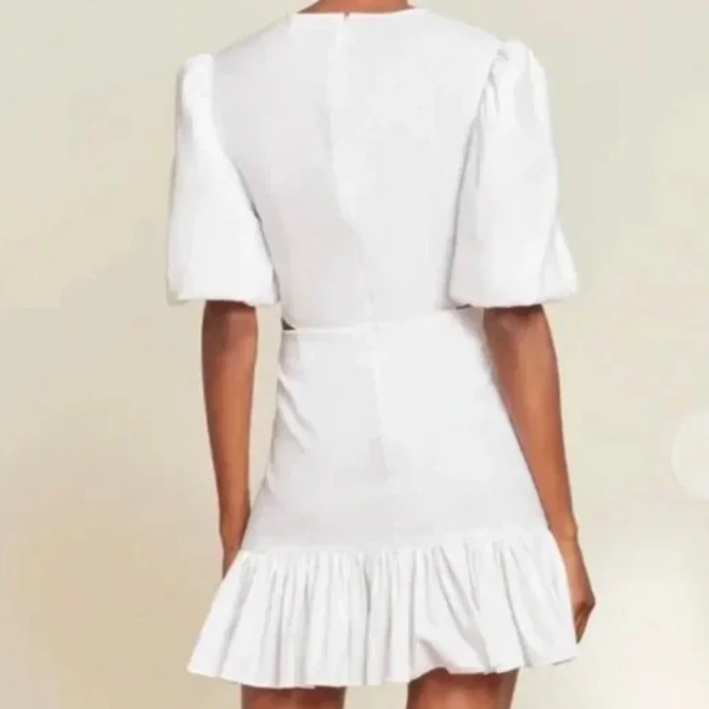 NWT $498 Veronica Beard 8 10 Iker Puffed Sleeve Mini Dress Ruffle Cut Out Dress
